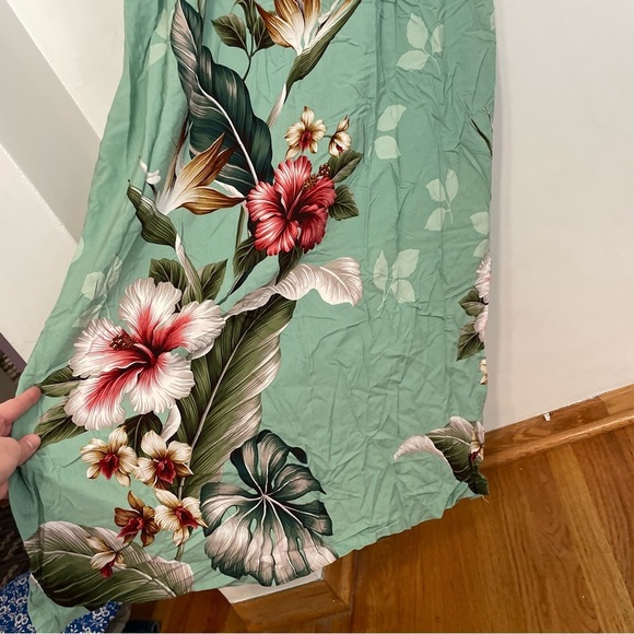 PARADISE BAY Plus Size Floral Bird of Paradise Long Dress Green Hawaiian Maxi - Picture 10 of 16